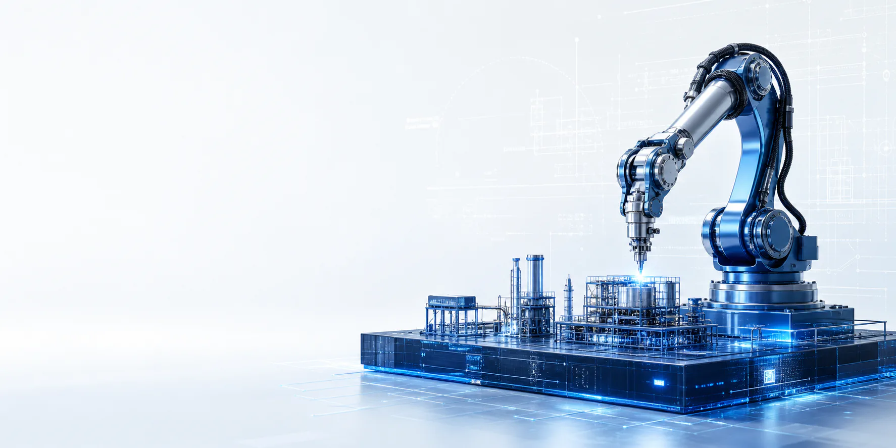 Digital factory platform with an industrial robotic arm